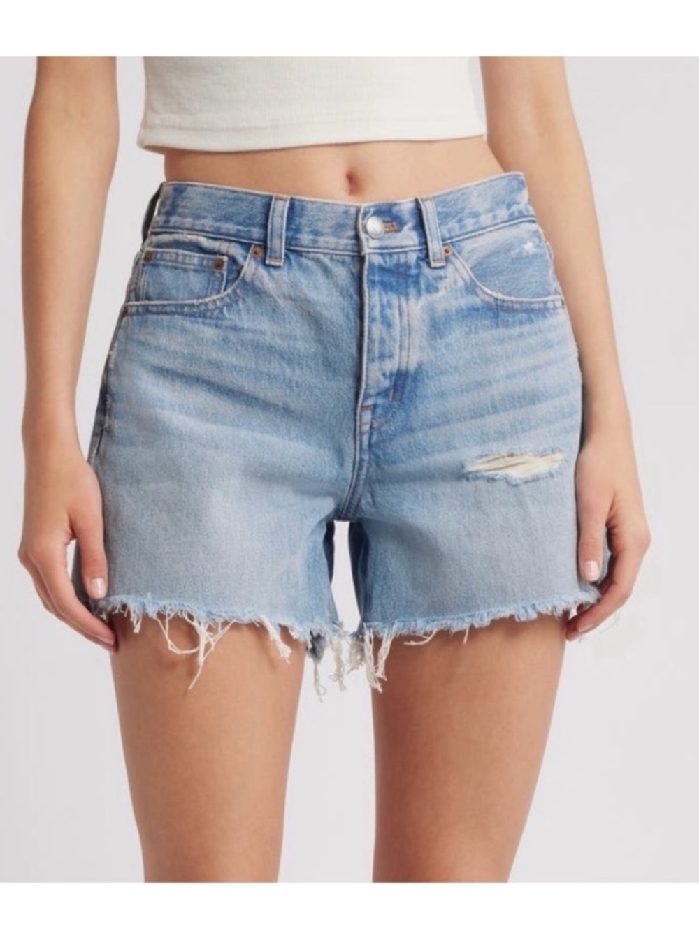 Madewell Light Blue Frayed Hem Denim Shorts